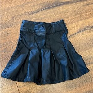 Girls GB size 7 Black Pleated Faux Leather Skirt